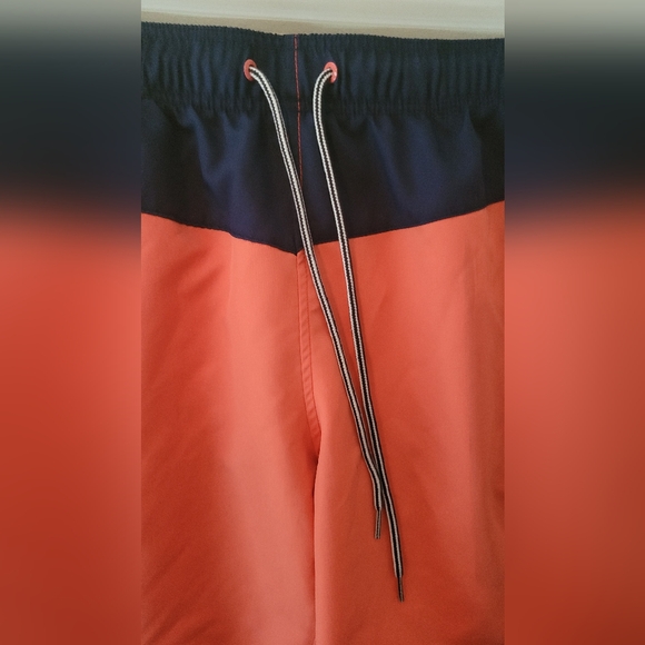 navy & orange colorblock speedo swim trunks shorts - lined with pockets medium - Picture 3 of 10